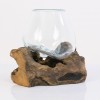 Terrario de cristal fundido sobre base de madera 10cm