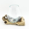 Terrario de cristal fundido sobre base de madera 10cm