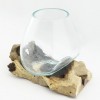 Terrario de cristal fundido sobre base de madera 10cm