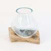 Terrario de cristal fundido sobre base de madera 8cm