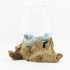 Terrario de cristal fundido sobre base de madera 8cm