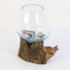 Terrario de cristal fundido sobre base de madera 15 cm