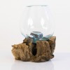 Terrario de cristal fundido sobre base de madera 15 cm