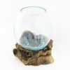 Terrario de cristal fundido sobre base de madera 15 cm